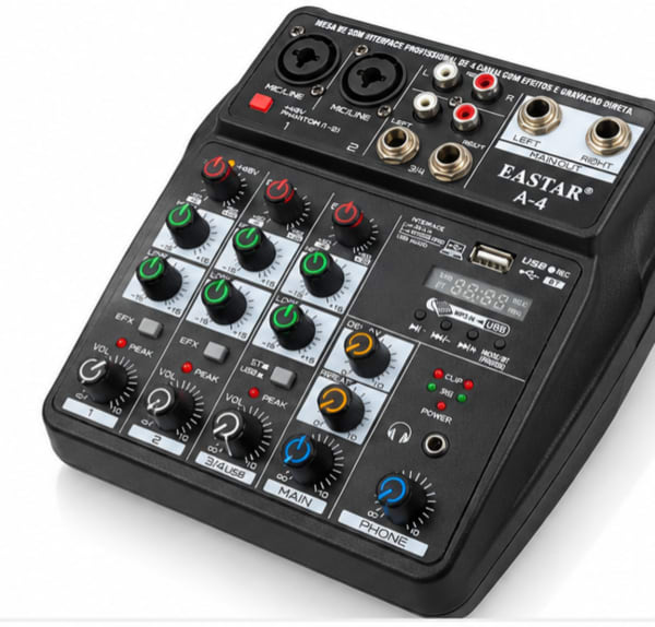 EASTAR A-4 4-Channel Audio Mixer with Bluetooth & USB Sound Card