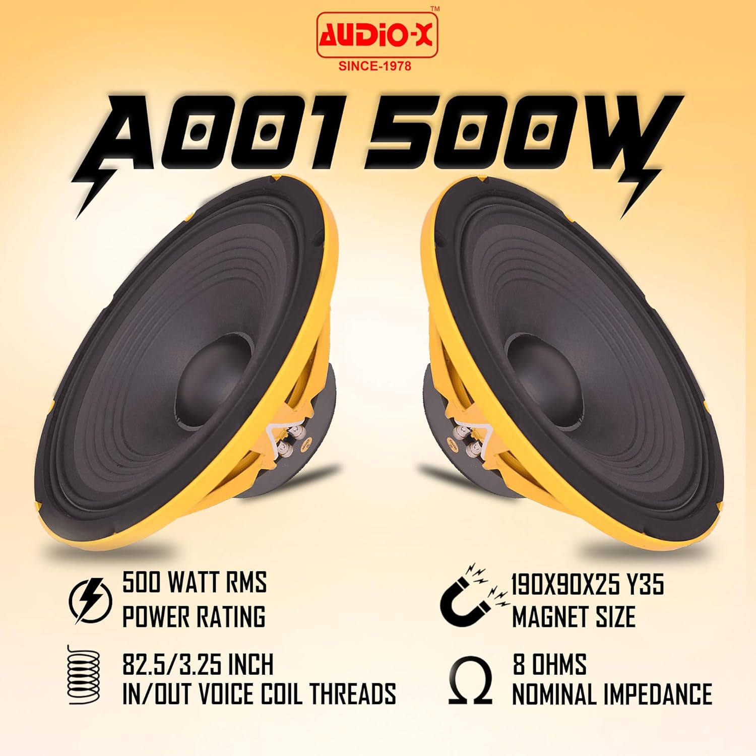 AUDiO-X 15" A001-500 Professional Speaker | Y35 Magnet | 82.5mm Coil | 80 | High Output