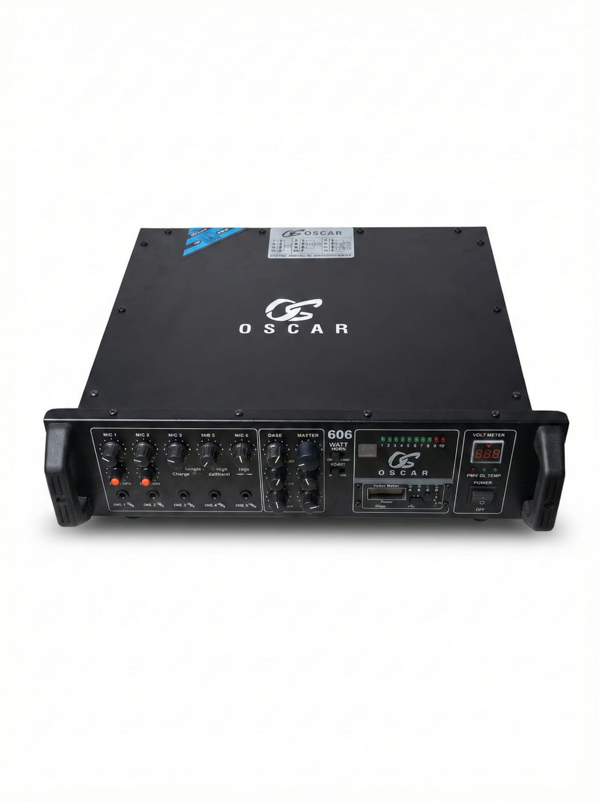 OSCAR 606 Watt Digital PA Amplifier with 6 Mic Inputs, Bluetooth, USB & Echo