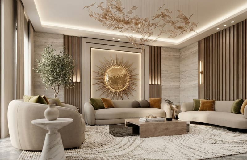 Residential interior design of a luxury villa reception in Cairo by Creative3Design