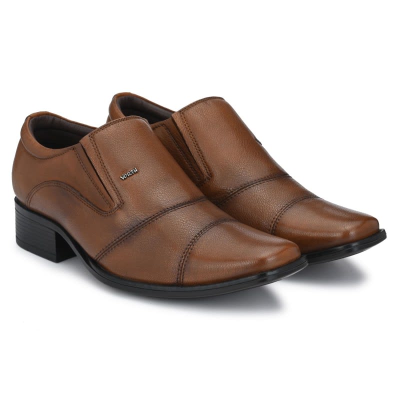 Men's Tan Color Leather Formal Slip-on Shoes
