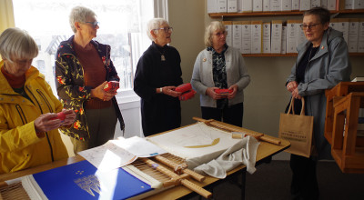 See historic Opus Anglicanum embroidery at Lichfield Cathedral
