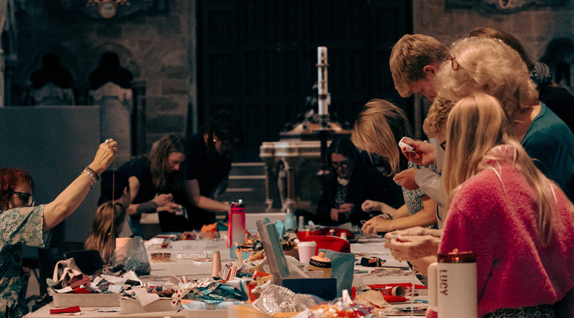 Lichfield Cathedral celebrates the completion of the Common Threads Table Runner