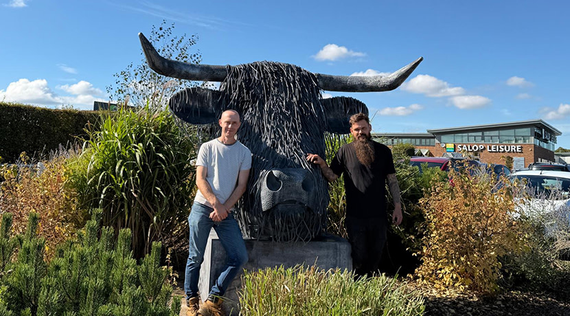 Highland cow sculpture unveiled at Salop Leisure