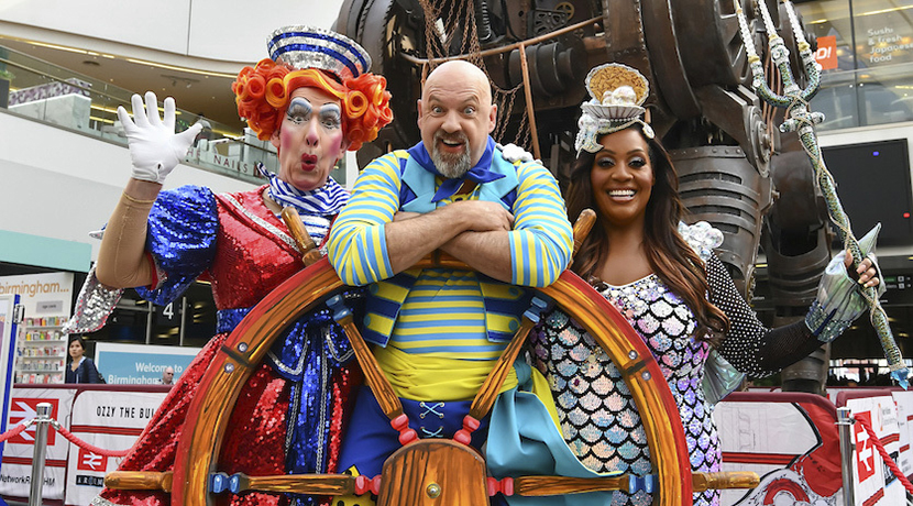 Birmingham Hippodrome panto cast gather with Ozzy the Bull