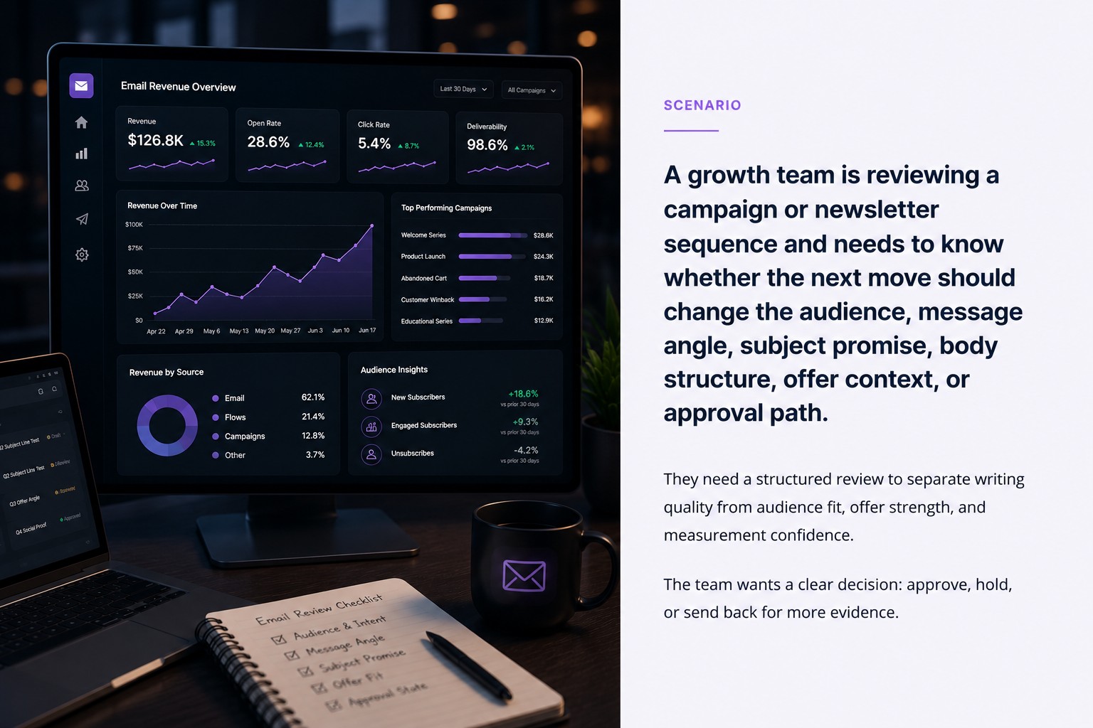 Story-Led Email Revenue Review Workflow supporting media 2