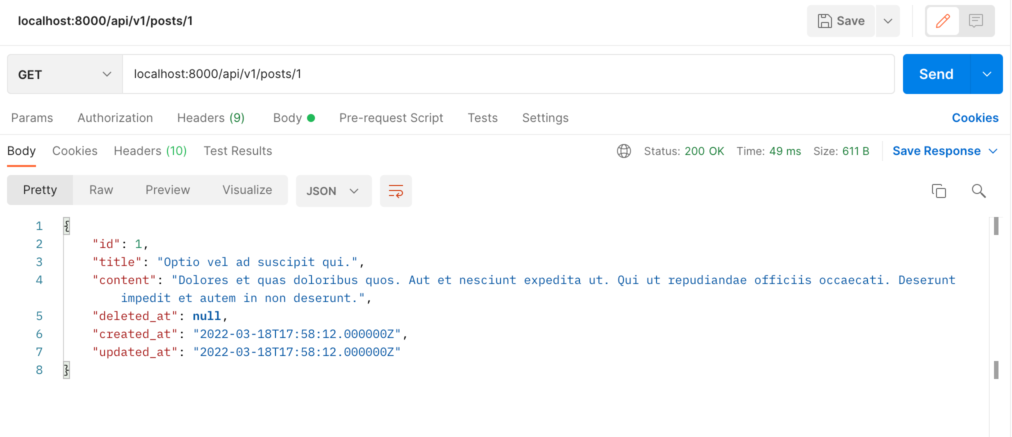call method show from postman