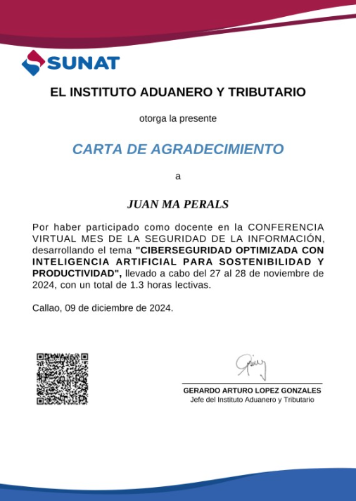 Carta de agradecimiento de SUNAT