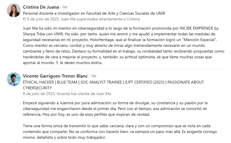 Testimonios de colaboradores