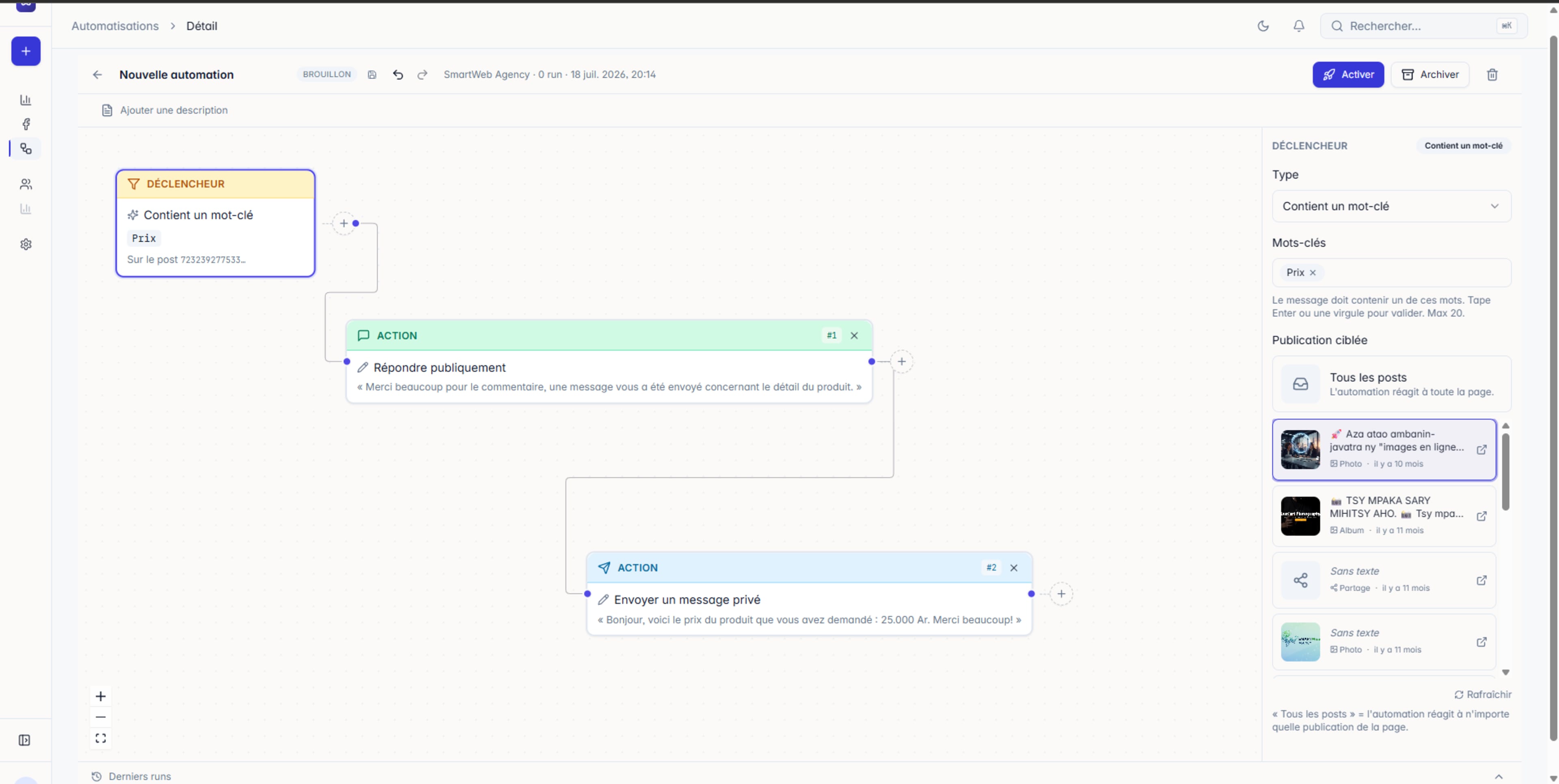 Flow — Plateforme SaaS d'automatisation des conversations Facebook