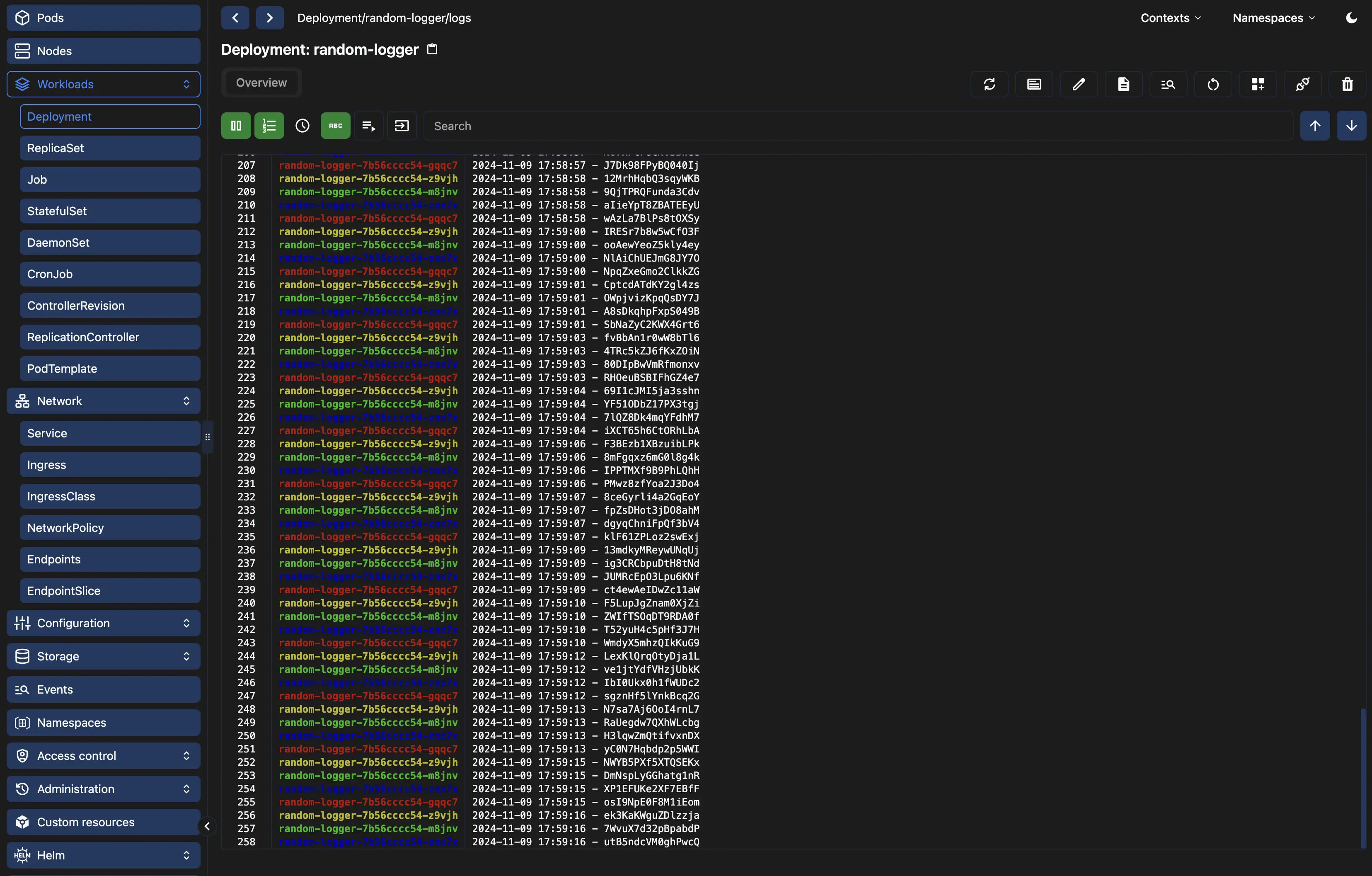 Screenshot showing aggregated logs in the Grogg panel.
