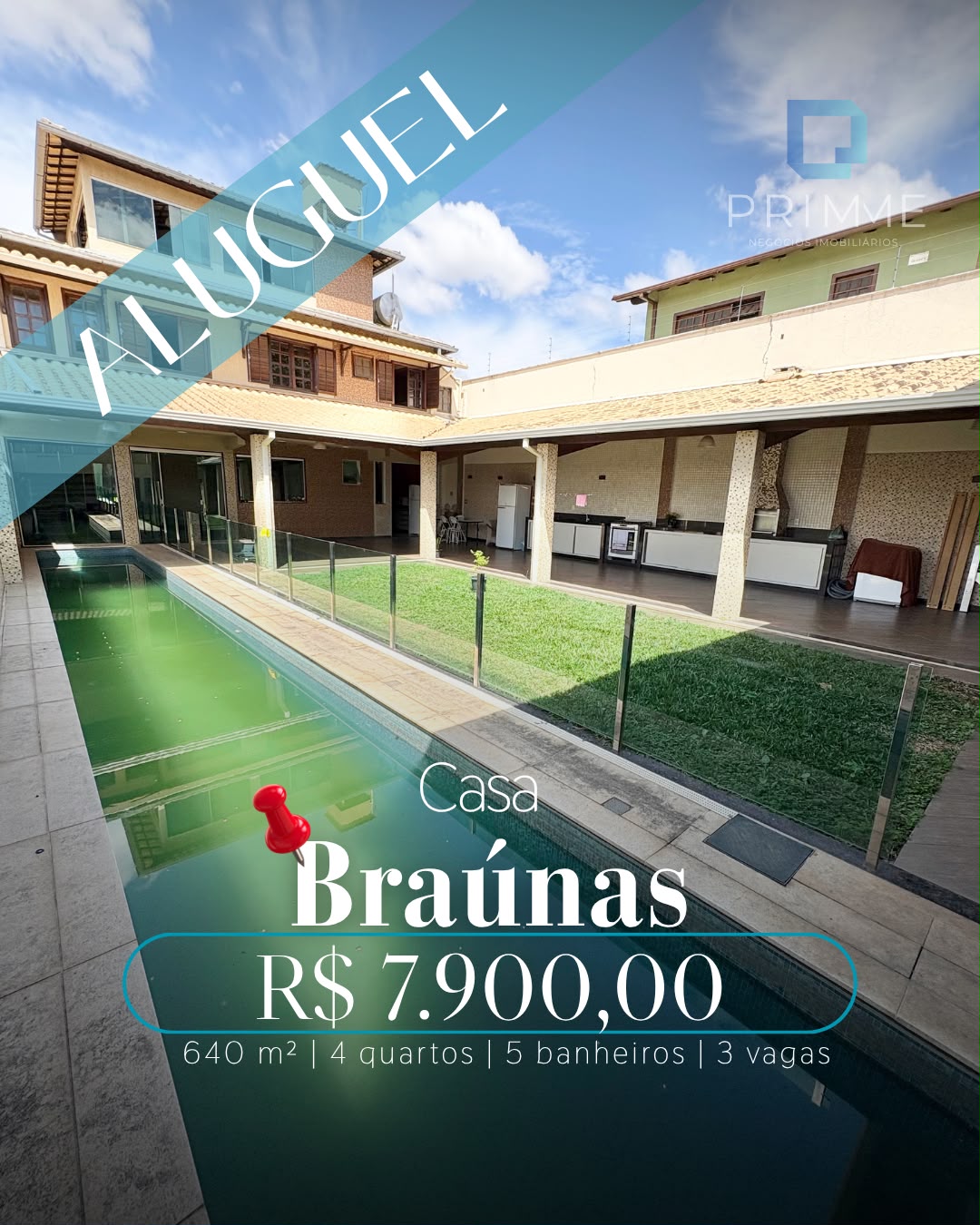 Foto principal de Linda casa com piscina para locação no bairro Braúnas.