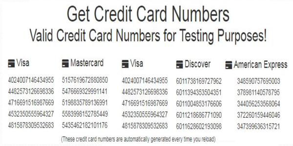 Generate 100 Free Valid Credit Card Numbers For Data Testing And Other Verification Purposes Zi2vke 