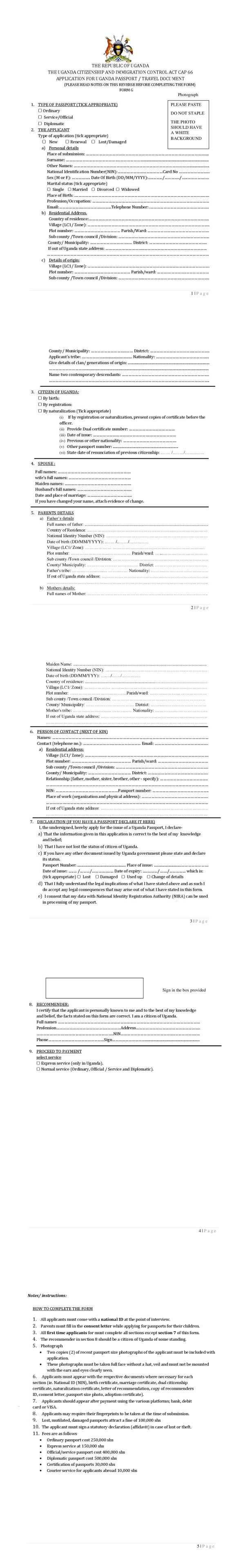 Download Uganda Passport Application Form G In Pdf Free Nude Porn Photos   PASSPORT APPLICATION FORM G Vsomdl 