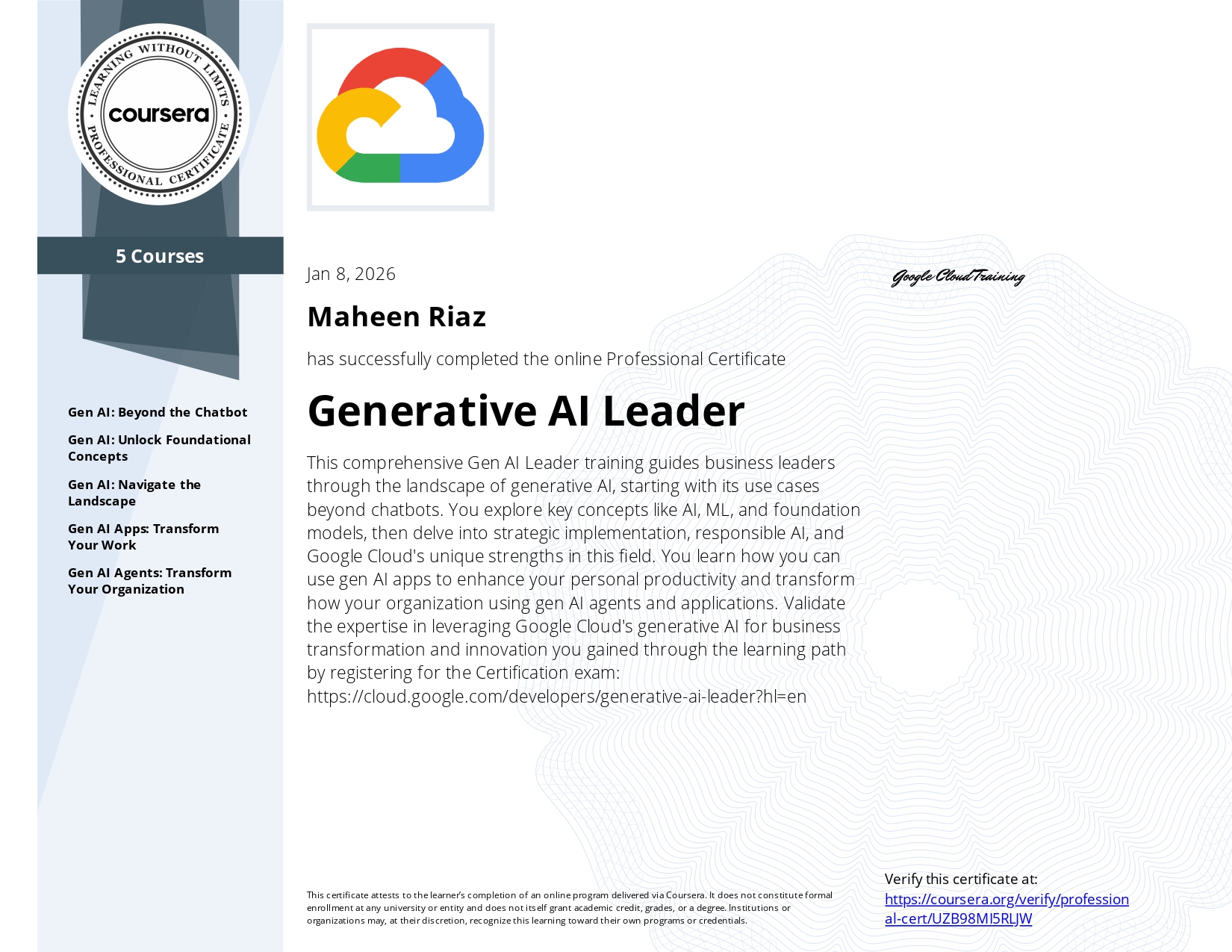 Coursera Course UZB98MI5RLJW