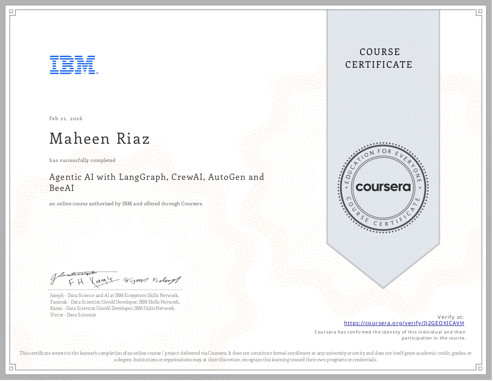 Coursera Course IJ2GEOXICAVH