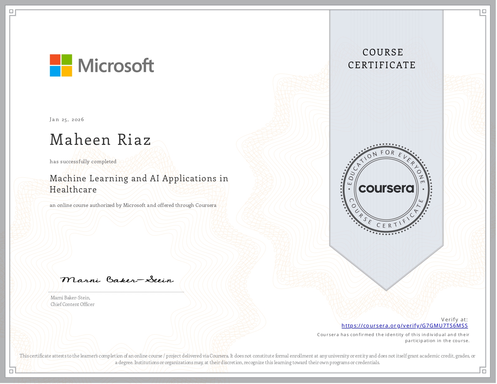 Coursera Course G7GMU7TS6MSS