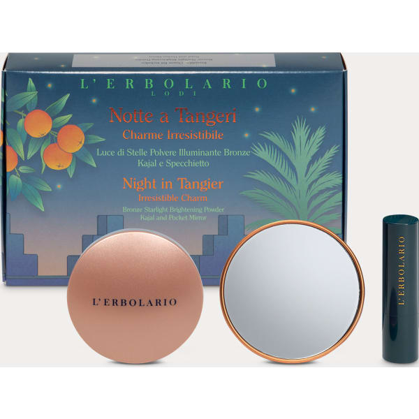 L'Erbolario Notte a Tangeri Kit Charme Irresistibile (Polvere Illuminante 8,5 g + Kajal 3 g + Specchietto)