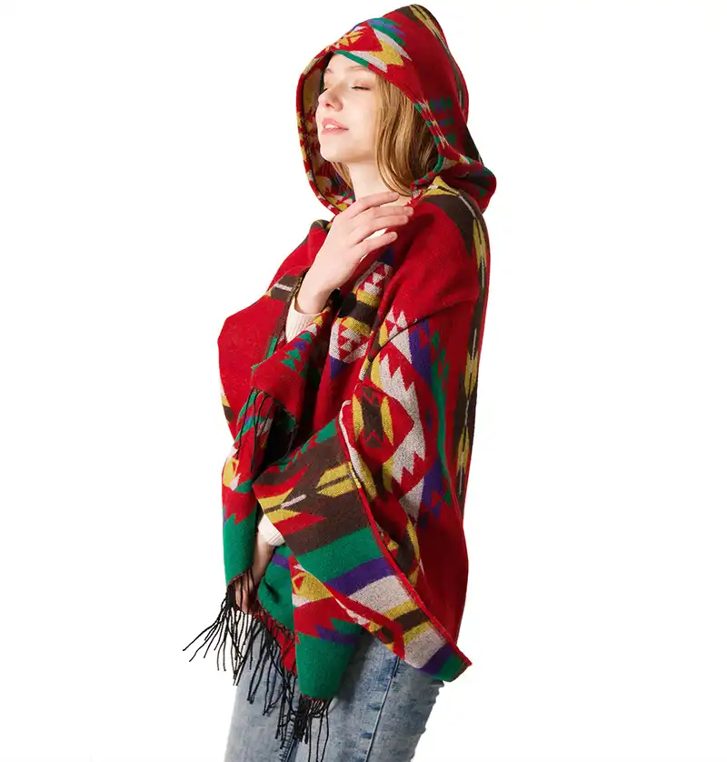 Horn buckle national style hooded cape shawl national style hooded shawl