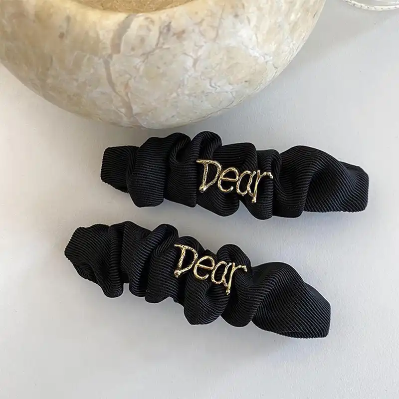 Letter black pleated hairpin word clip simple duckbill clip headdress