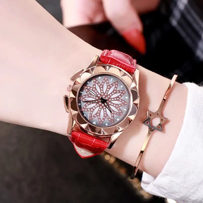 Ladies belt watch fashion gold shell diamond watch