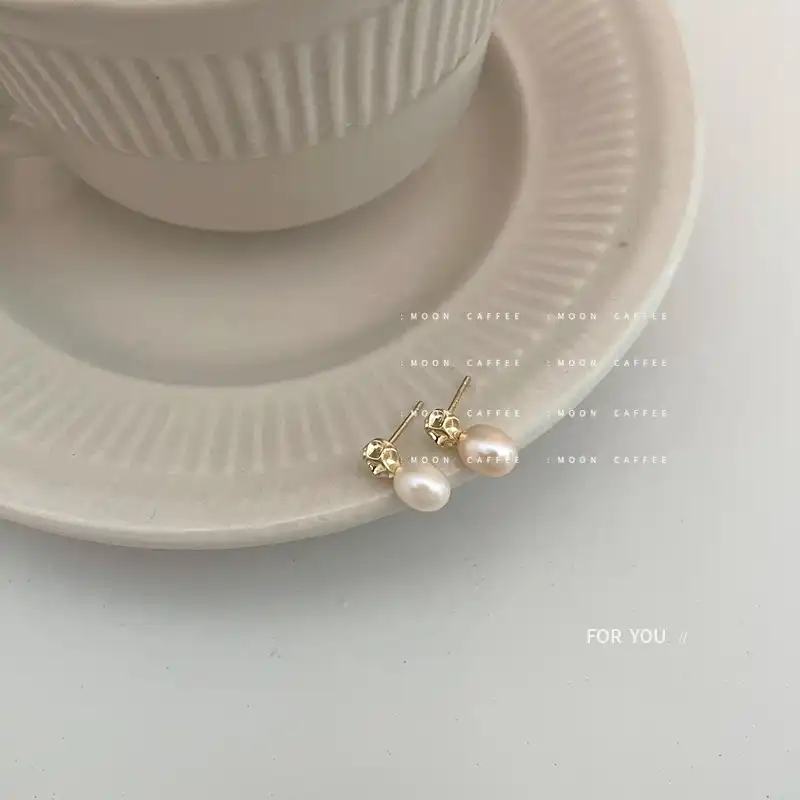 925 Silver Pin French Freshwater Pearl Drop Earrings