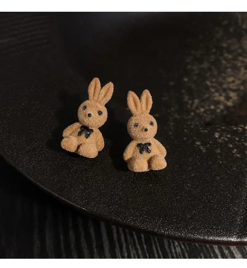 925 Silver Needle Rabbit Earrings Korean Style Stud Earrings