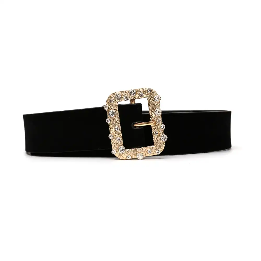 Three-dimensional square alloy diamond belt vintage velvet metal belt waist seal