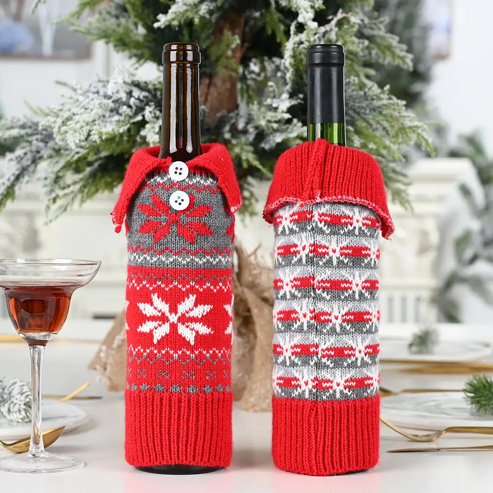 Christmas button snowflake wine bottle set wine bottle bag clothes wine set