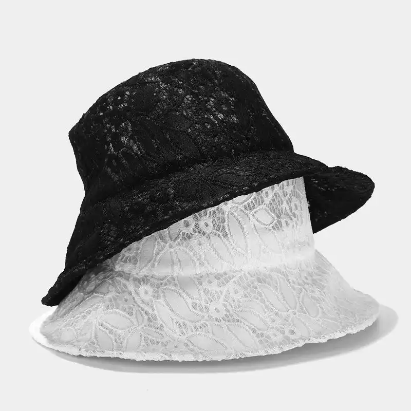 ins fisherman hat female Korean version of the retro lace sun hat cute pot hat