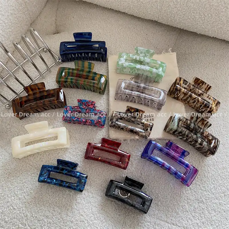 Korean Color Acetate Sheet Hollow Out Geometric Rectangular Hair Clip Hair Accessories