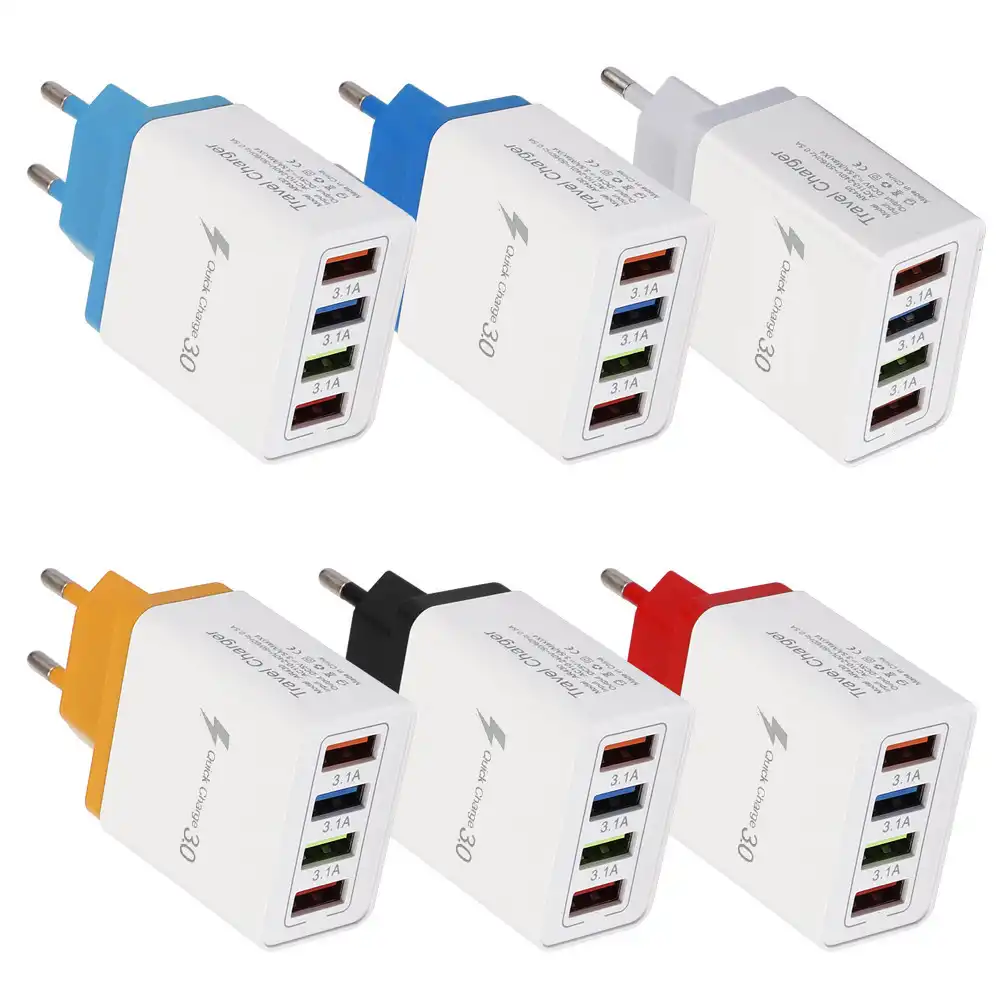 Color 4USB Mobile Phone Charger 3A Tablet Travel Charger US Standard European Standard Charger