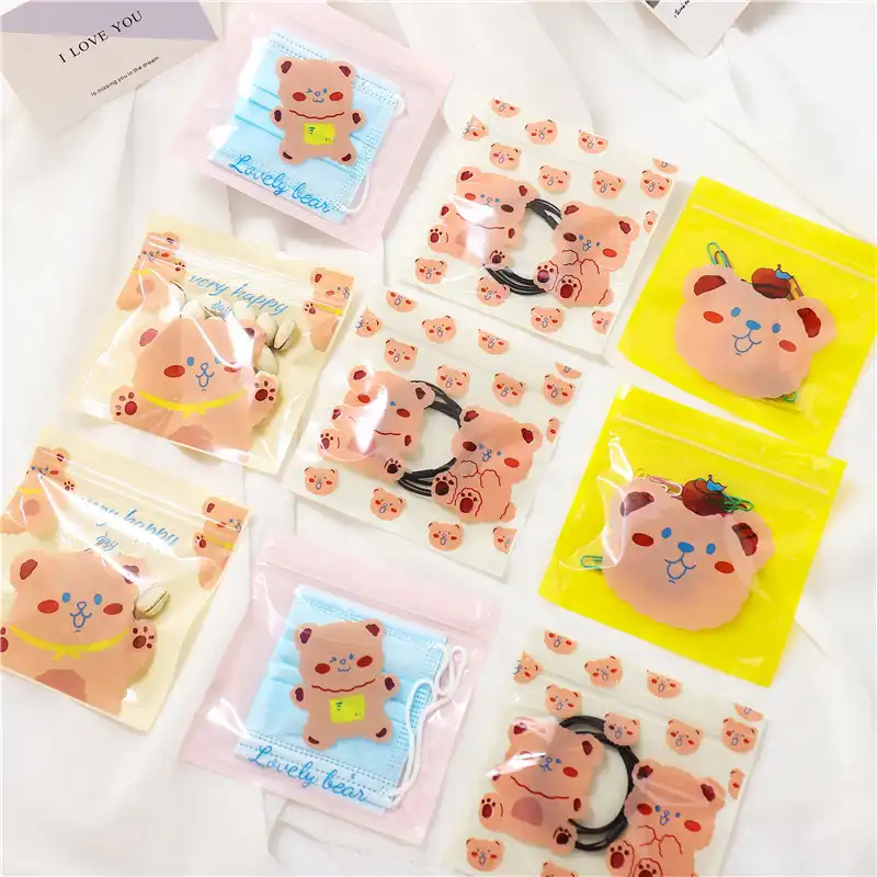 Cartoon ziplock bag cute bear snack candy bag plastic ziplock bag