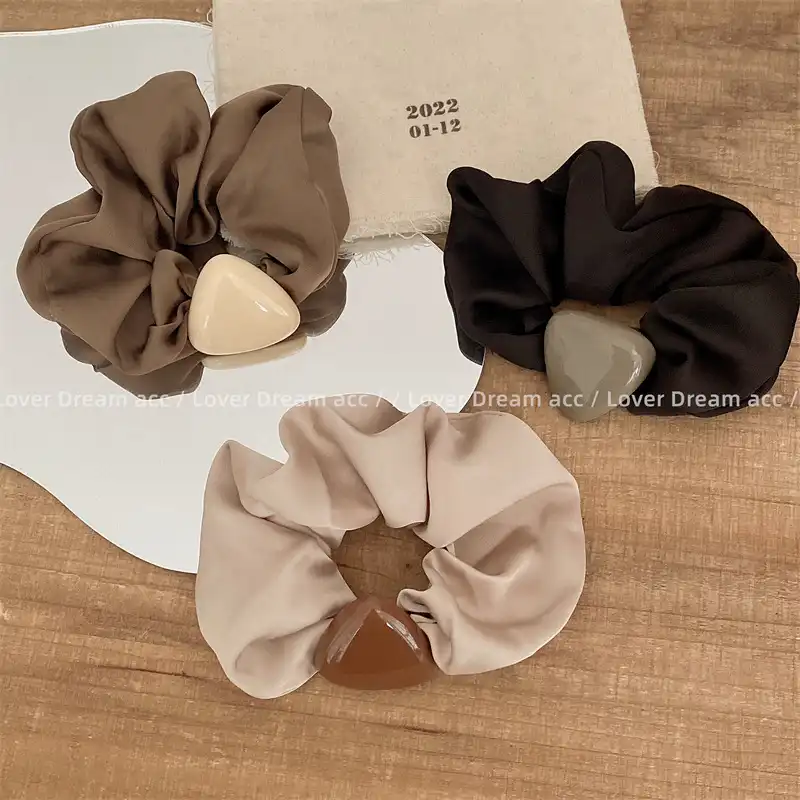 Korean silky satin fabric love hair tie French style hair accessories