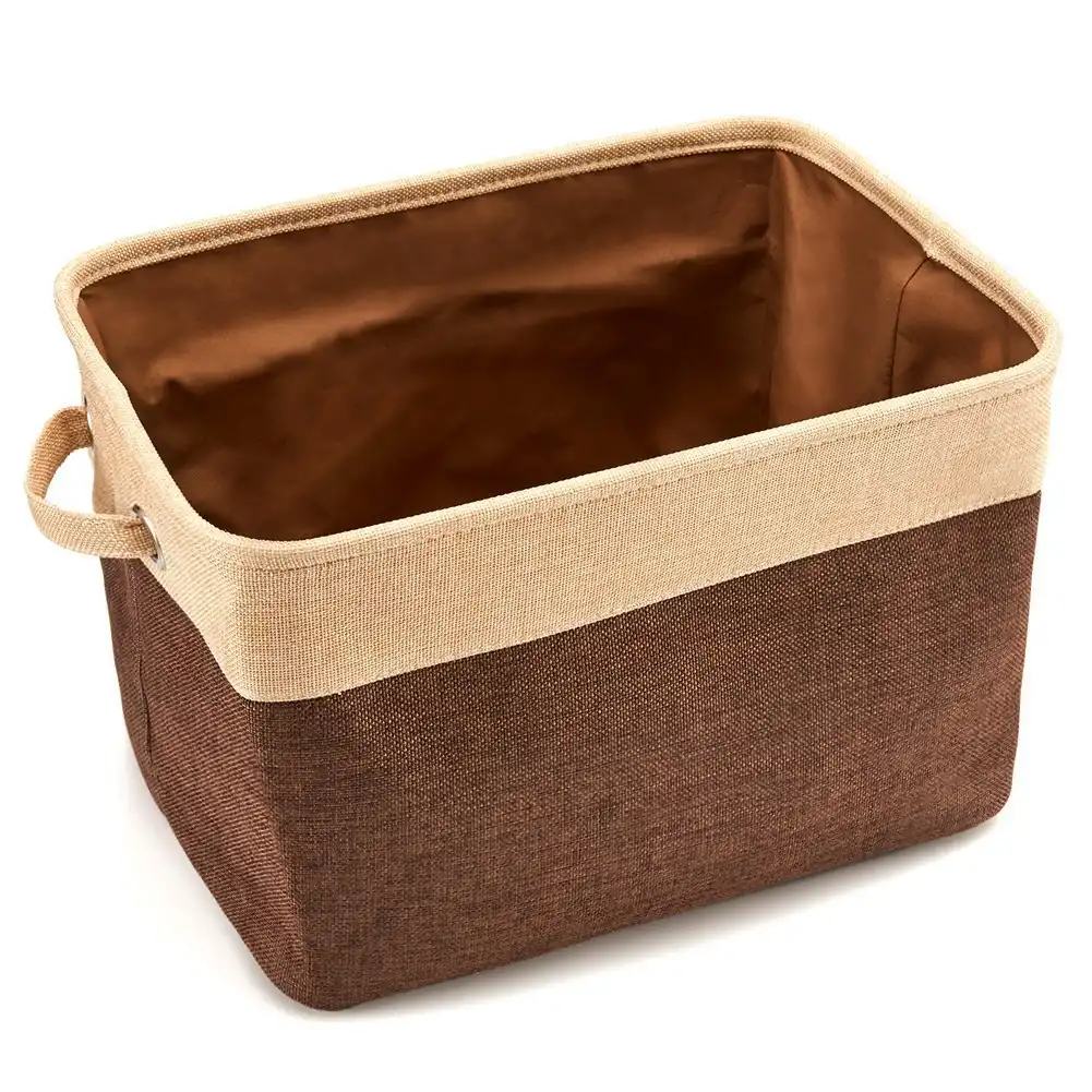 Foldable cotton linen storage basket storage box home fabric storage box