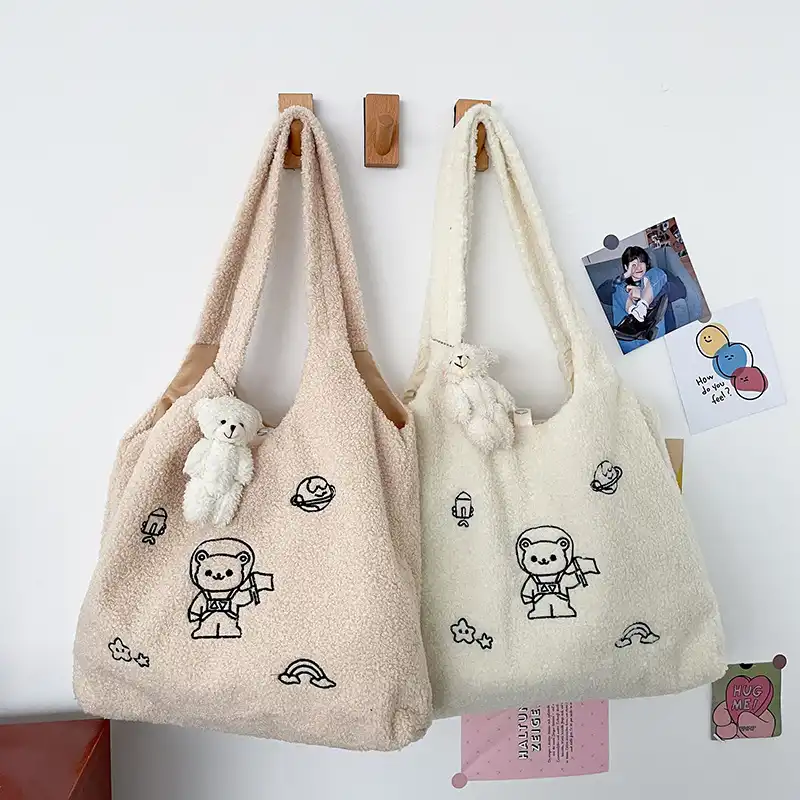 Japanese INS cartoon rocket planet universe bear lamb soft girl leisure bag