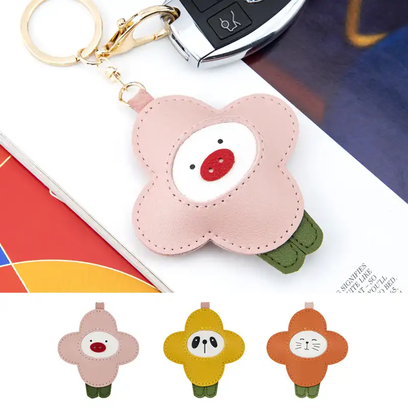 Animal PU Leather Creative Keychain Cute Cartoon Bag Pendant