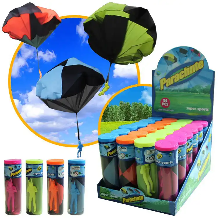 Children's hand throw parachute military soldier parachute square outdoor sports toy bucket