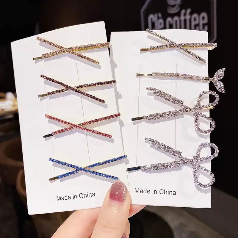 Korean simple scissors hair clip side clip metal cross hair accessories