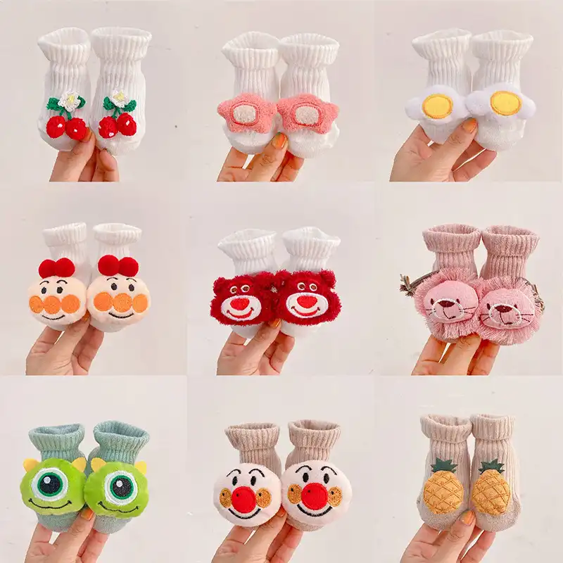 Baby Socks, Double Needle Doll, Newborn Middle Tube, Non-slip Dispensing, Baby Toddler Floor Socks