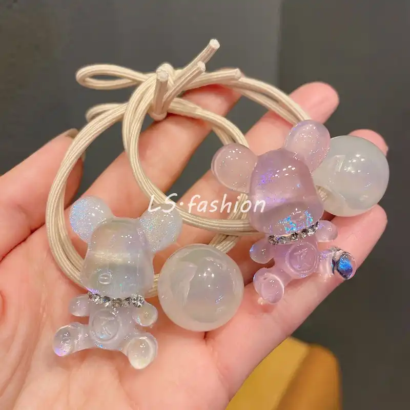 Jelly Bear Hair Rope Cute Head Rope Tie Head Rope Crystal Hair Ring Korean Style Rubber Band