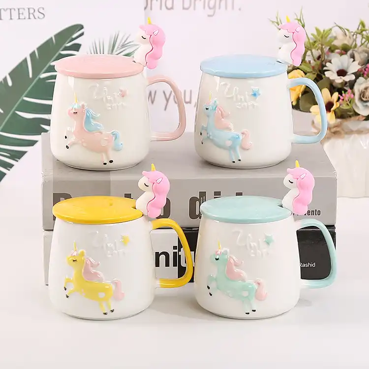 Ceramic cup embossed unicorn creative water cup