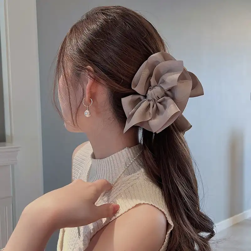 Black Elegant Bow Clip Large Hair Accessory