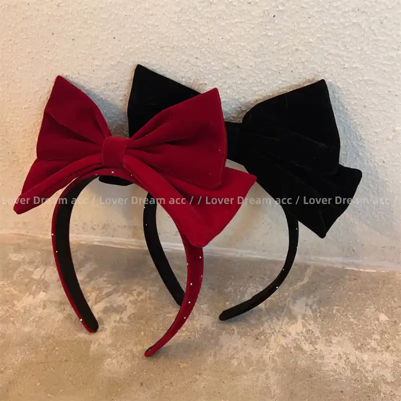 Korean style velvet large princess style bow headband hair accessories for women