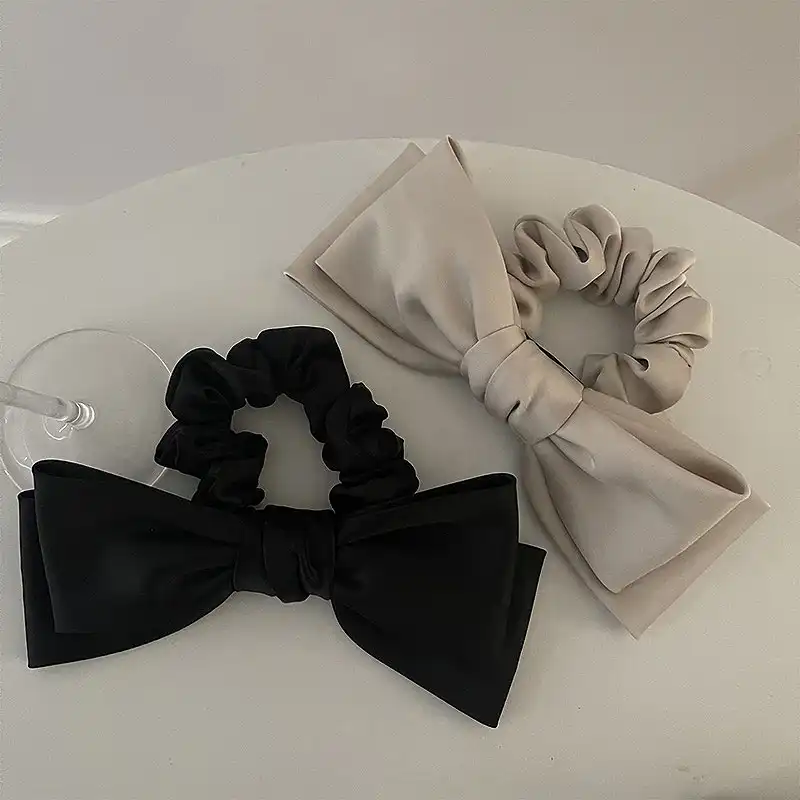 Satin Black Bow Bowel Scratch Tie