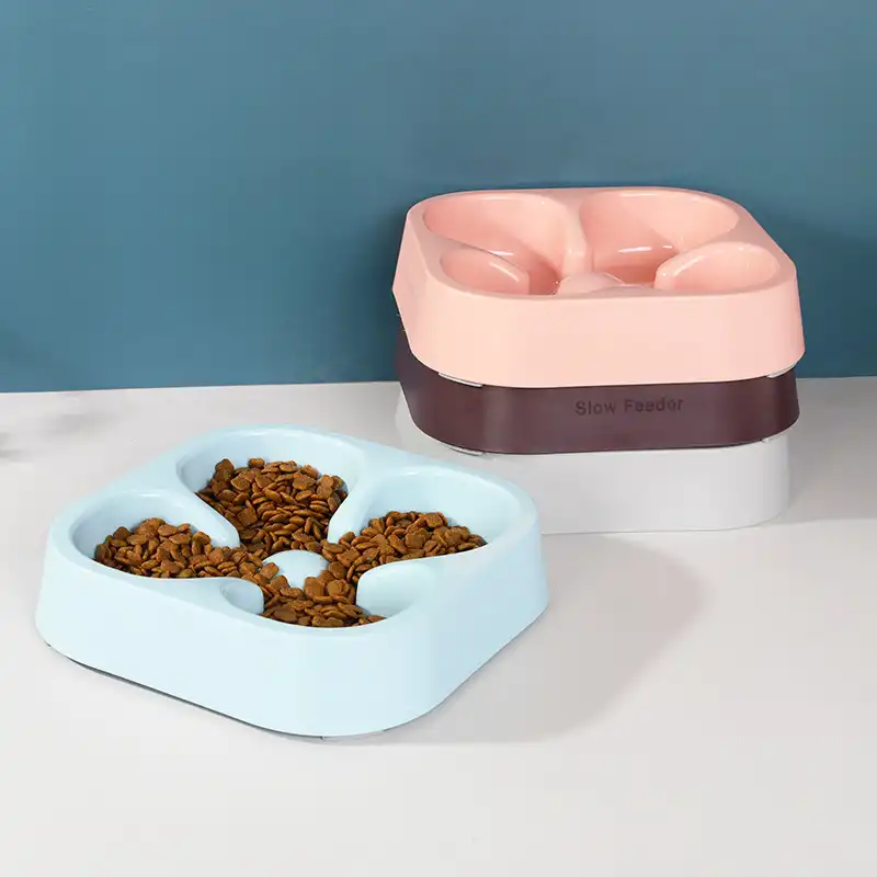 Pet anti-choke bowl pp resin dog pot cat food bowl cat dog universal slow food bowl