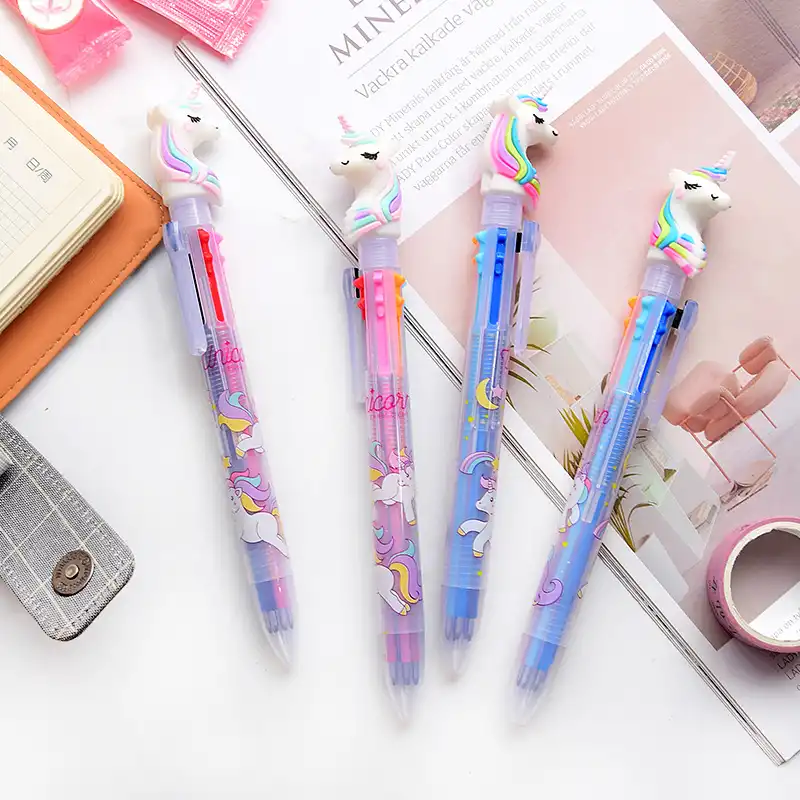 Korea stationery unicorn cute creative students multi color INS wind oil pen  