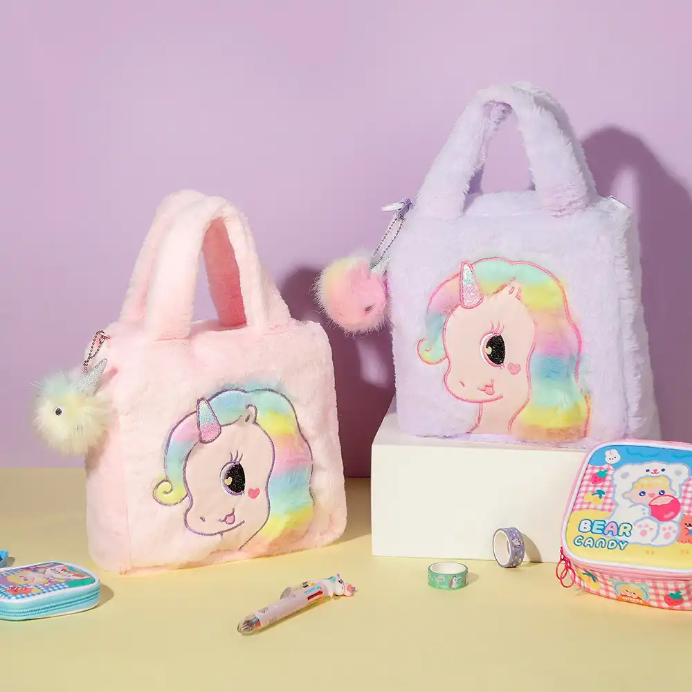 Unicorn girl crossbody bag with cartoon plush shoulder bag