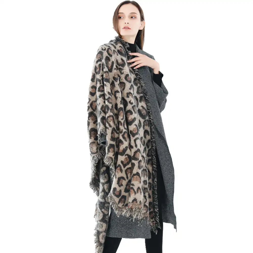 Autumn and winter thick fashion leopard student cashmere long scarf