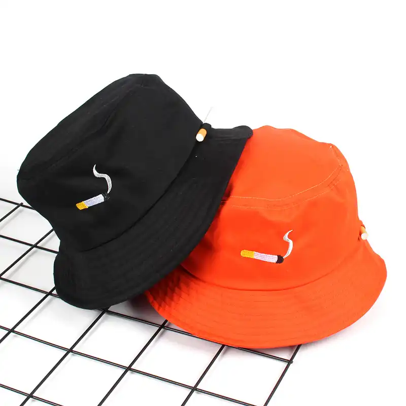 Cigarette fisherman hat female tide Korean embroidery basin hat street personality hat